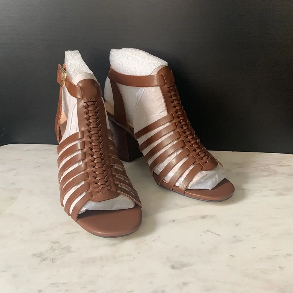 Belle Vita Brown Lissie Heeled Gladiator Sandals